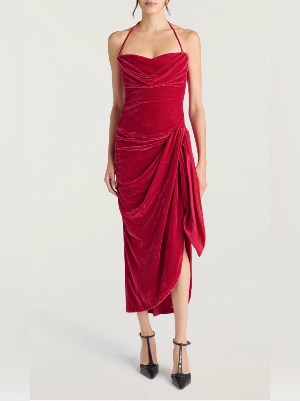 Stunning Cing à Sept Noah Velvet Halter Formal Dress - NWT $695